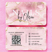 Luxury Pink Marble Nail Tech Branding 名刺
