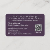 Luxury Pink Purple Floral Bridal Makeup Artist 名刺 (裏面)