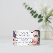 Luxury Pink Purple Floral Bridal Makeup Artist 名刺 (スタンド正面)