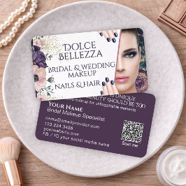 Luxury Pink Purple Floral Bridal Makeup Artist 名刺
