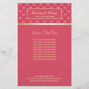 Luxury Pink Quilted Modern Gold Beauty Salon Spa チラシ