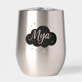 Luxury Pink Rose Gold & Obsidian Crystal Tumbler 