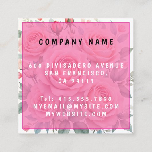 Luxury Pink Roses Beautiful Popular Collection スクエア名刺 (裏面)