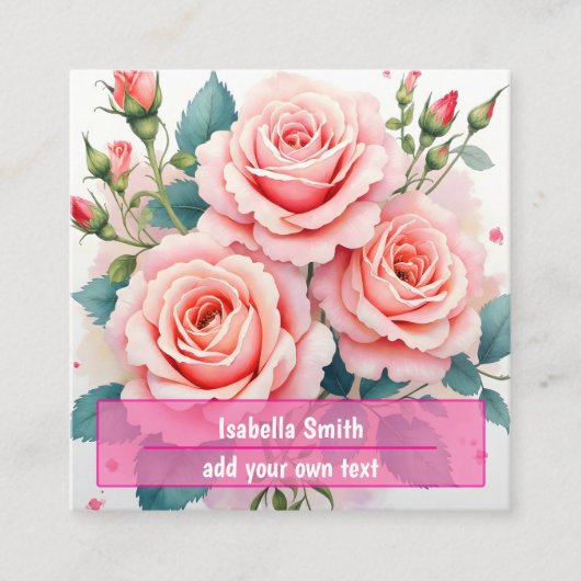 Luxury Pink Roses Beautiful Trendy Collection スクエア名刺 (正面)