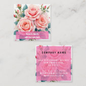Luxury Pink Roses Beautiful Trendy Collection スクエア名刺 (正面/裏面)