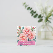 Luxury Pink Roses Beautiful Trendy Collection スクエア名刺 (スタンド正面)