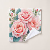 Luxury Pink Roses Beautiful Trendy Collection バスタオルセット (ウォッシュタオル)
