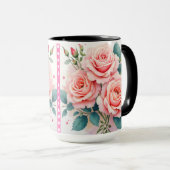 Luxury Pink Roses Beautiful Trendy Collection マグカップ (正面右)
