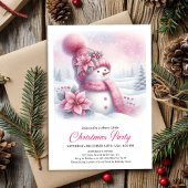 Luxury Pink Snowman Kids Editable Christmas Invite 招待状