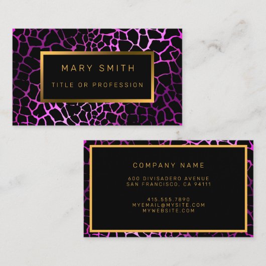 Luxury Pink Tigerモダン Add Your Text 名刺 (正面/裏面)