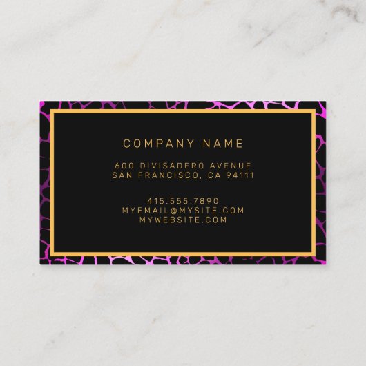 Luxury Pink Tigerモダン Add Your Text 名刺 (裏面)