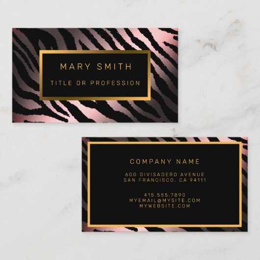 Luxury Pink Tigerモダン Add Your Text 名刺 (正面/裏面)