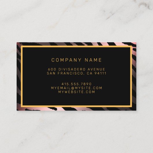 Luxury Pink Tigerモダン Add Your Text 名刺 (裏面)