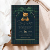 Luxury Plaid Teddy Bear Boy Baby Shower 招待状