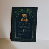 Luxury Plaid Teddy Bear Boy Baby Shower 招待状