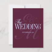 Luxury Plum and Periwinkle QR Code Formal Wedding 出欠カード (裏面)