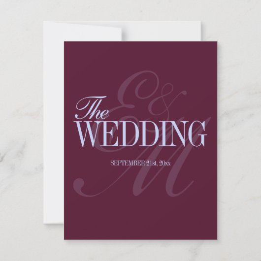 Luxury Plum and Periwinkle QR Code Formal Wedding 出欠カード (裏面)