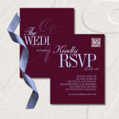 Luxury Plum and Periwinkle QR Code Formal Wedding 出欠カード