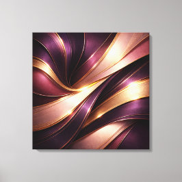 Luxury Plum & Gold Flow Abstract Canvas Art キャンバスプリント