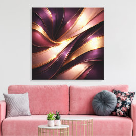 Luxury Plum & Gold Flow Abstract Canvas Art キャンバスプリント