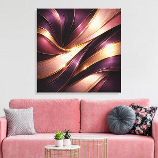 Luxury Plum & Gold Flow Abstract Canvas Art キャンバスプリント