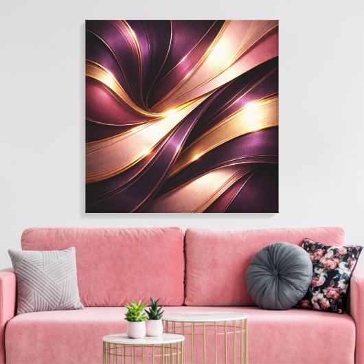 Luxury Plum & Gold Flow Abstract Canvas Art キャンバスプリント (インサイチュ (リビング))