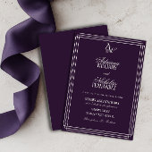 Luxury Plum Monogram Wedding 招待状