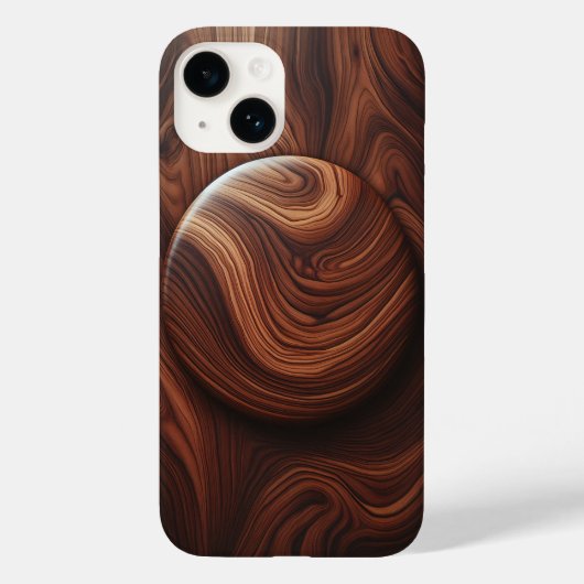 Luxury Polished Walnut Wood Grain Abstract Circula Case-Mate iPhoneケース (裏面)