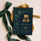 Luxury Polo Plaid Teddy Bear Boy Baby Shower 招待状
