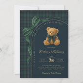 Luxury Polo Plaid Teddy Bear Boy Baby Shower 招待状 (正面)