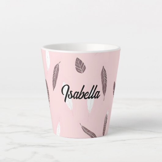 Luxury Popular Feathers Boho Collection カフェラテマグ (正面)