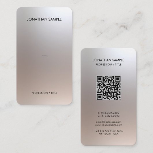 Luxury Premium Silk Paper QR Code Glamour Silver 名刺 (正面/裏面)