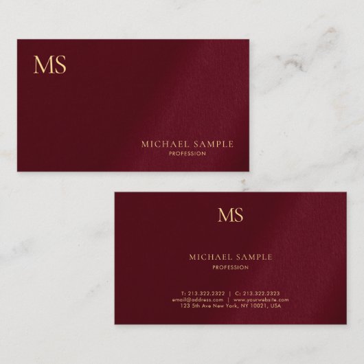 Luxury Premium Thick Stylish Gold Text Monogram 名刺 (正面/裏面)