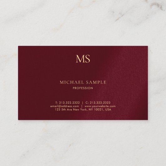 Luxury Premium Thick Stylish Gold Text Monogram 名刺 (裏面)