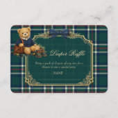 Luxury Preppy Teddy Bear Baby Shower Diaper Raffle エンクロージャーカード (正面)