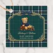 Luxury Preppy Teddy Bear Plaid Baby Shower  フェイバータグ (正面)