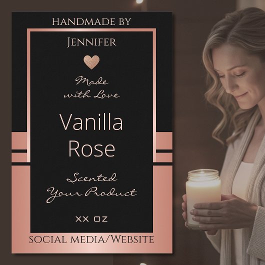 Luxury Product Packaging Label Black and Rose Gold フードラベル