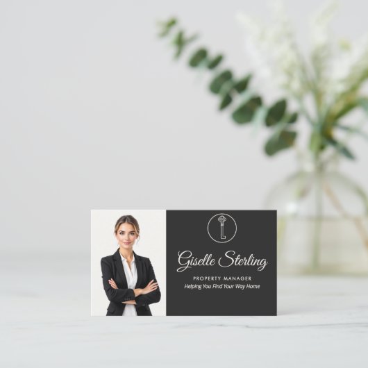 Luxury Property Manager Neutral Photo QR Code  名刺 (スタンド正面)