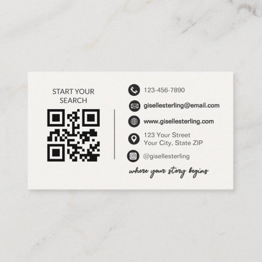 Luxury Property Manager Neutral Photo QR Code  名刺 (裏面)
