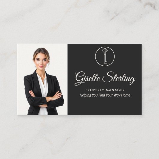 Luxury Property Manager Neutral Photo QR Code  名刺 (正面)