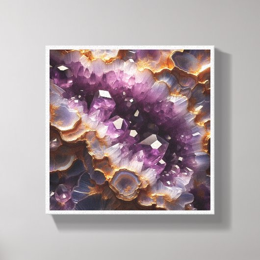 Luxury Purple Amethyst Geode - Gold Edged Crystal  キャンバスプリント (正面)