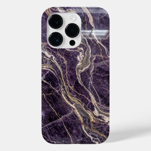 Luxury Purple and Gold Marble iPhone Case Case-Mate iPhoneケース (裏面)