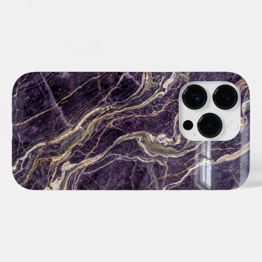 Luxury Purple and Gold Marble iPhone Case Case-Mate iPhoneケース (裏面 (横))