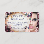 Luxury Purple Blue Floral Bridal Makeup Artist 名刺 (正面)