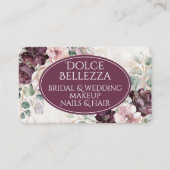 Luxury Purple Burgundy Floral Bridal Makeup Artist 名刺 (正面)