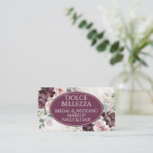 Luxury Purple Burgundy Floral Bridal Makeup Artist 名刺 (スタンド正面)