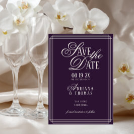 Luxury Purple Calligraphy Wedding セーブザデート