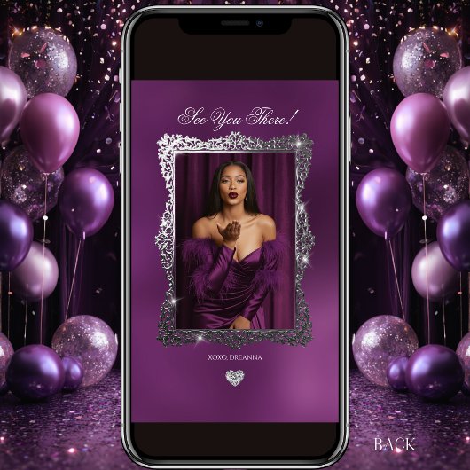 Luxury Purple Elegant Prom Send-Off Invitation 招待状