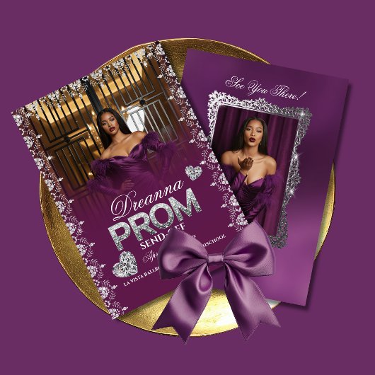 Luxury Purple Elegant Prom Send-Off Invitation 招待状