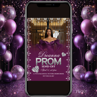 Luxury Purple Elegant Prom Send-Off Invitation 招待状